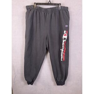 Champion Joggers‎ Men 3XL Adult Black Pants Spell out Logo Sweatpants Fleece